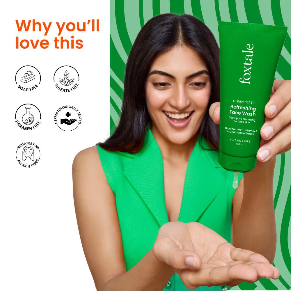Foxtale Refreshing Face Wash with Niacinamide & Vitamin E,