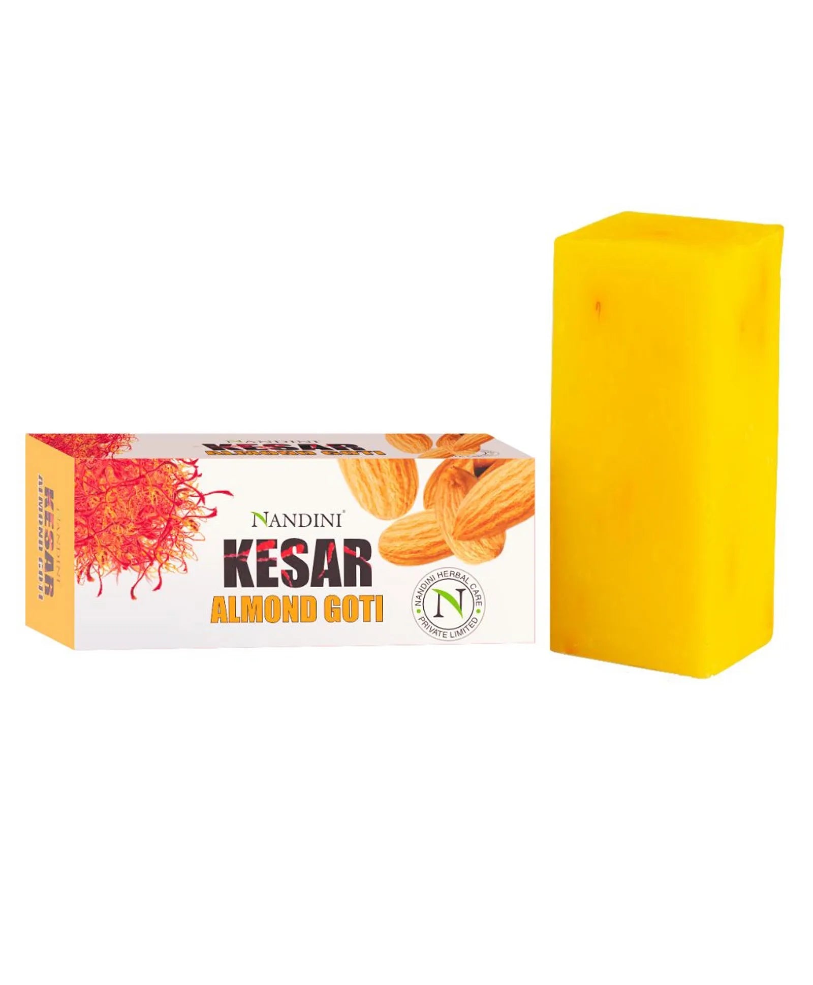 Nandini Herbal Kesar Almond Goti Soap, With Almond oil, Saffron extract, For Fairness & Shining to skin
