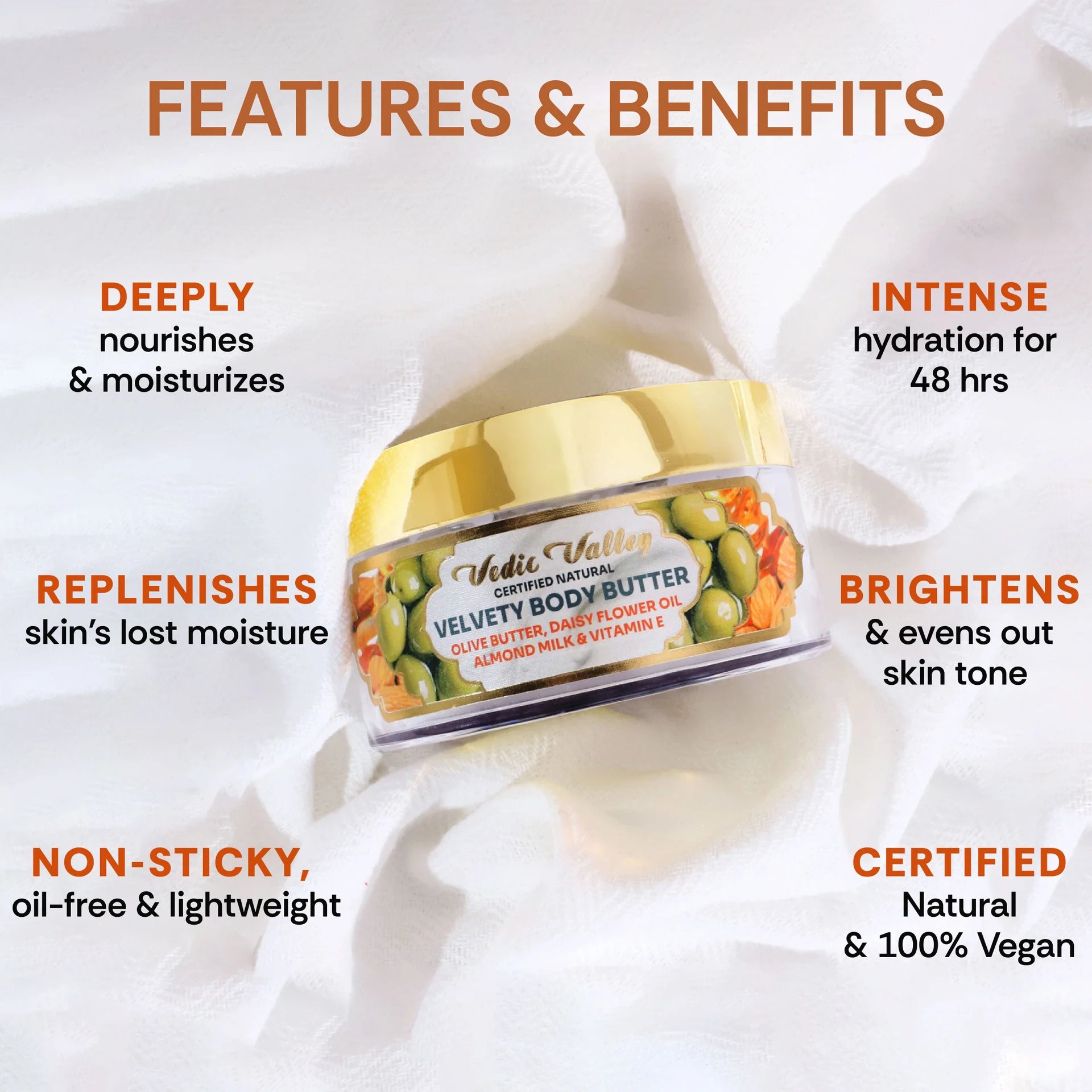 Vedic Valley Body Butter Velvety Certified Natural (250 g)