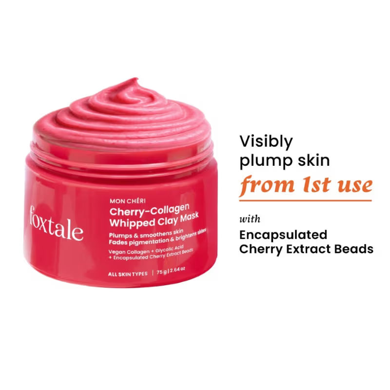 Foxtale Cherry Collagen Mask for Dull Skin, Brightening & Anti-Aging
