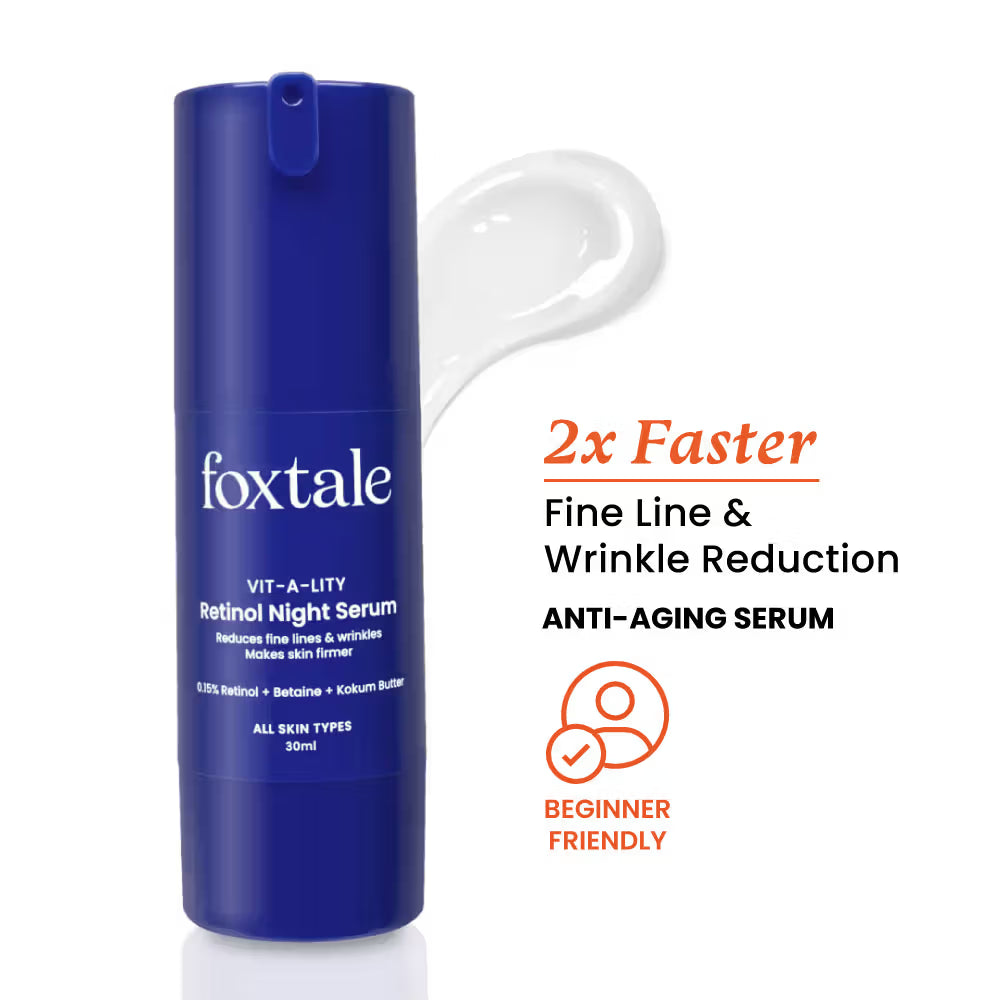 Foxtale 0.15% Anti Ageing Retinol Face Serum, Beginner-Safe,