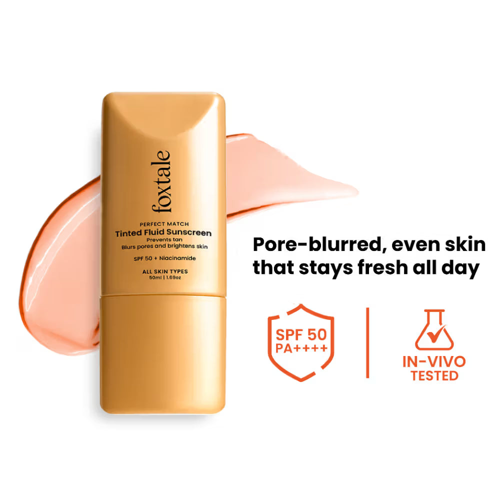 Foxtale SPF 50 PA++++ Tinted Fluid Sunscreen