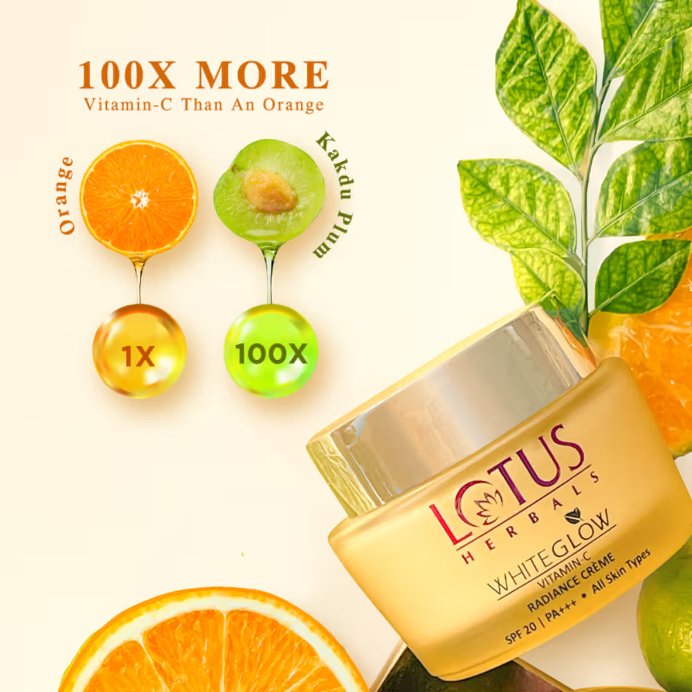 Lotus Herbals Whiteglow Vitamin C Radiance Face Cream SPF 20 Reduces Dark Spots & Paraben-Free