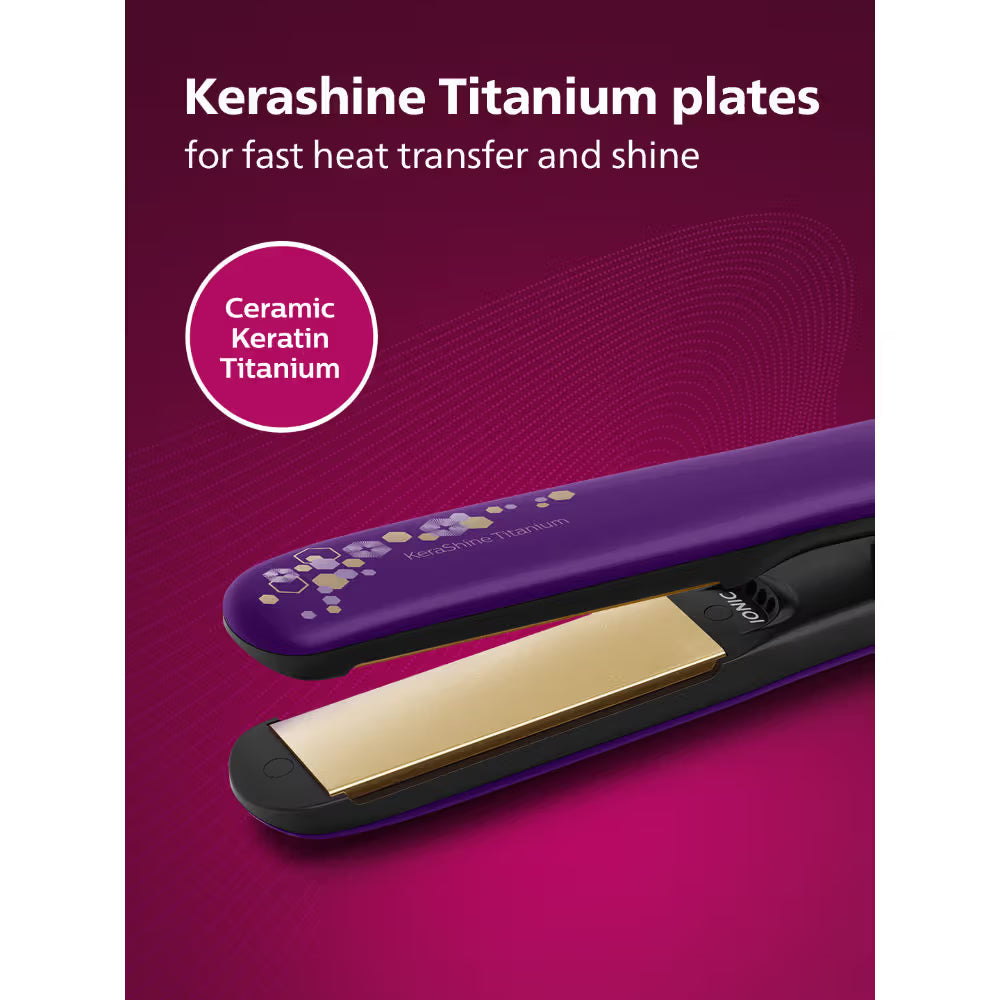Philips Kerashine Hair Straightener | Purple | Kerashine Titanium Plates | BHS336/00
