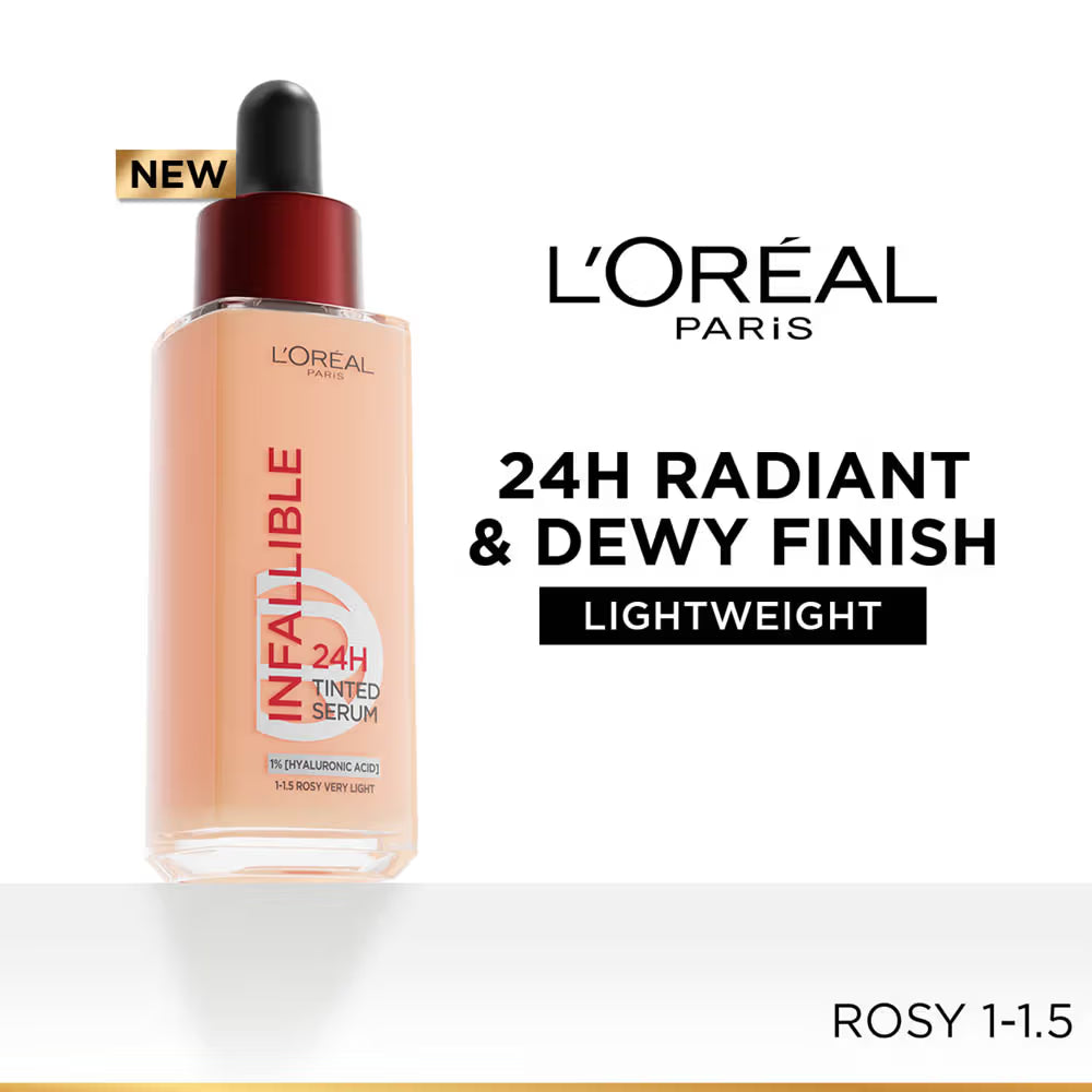 L’Oreal Paris Infallible 24H Tinted Serum Foundation, Lightweight, Dewy & Radiant
