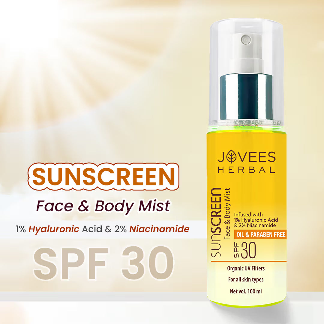 Jovees Herbal Sunscreen Mist SPF 30 Lightweight, Hyaluronic Acid