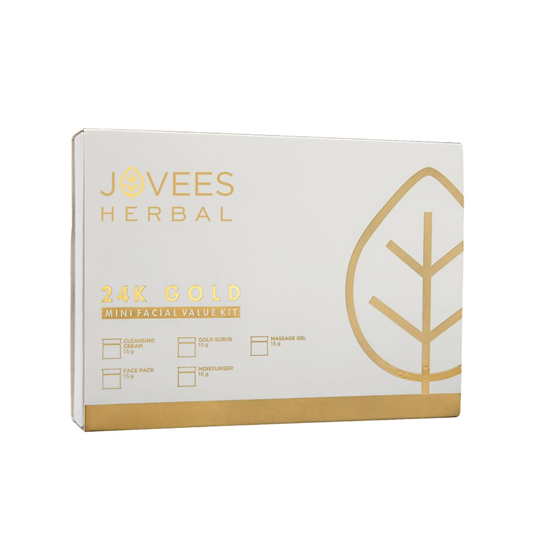 Jovees Herbal Mini 24 Carat Gold Facial Value Kit With 5 Easy Step Organic Facial Kit
