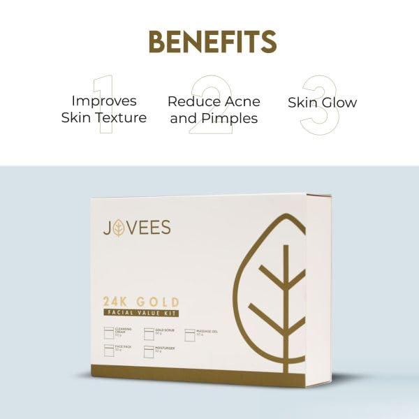 Jovees Herbal Mini 24 Carat Gold Facial Value Kit With 5 Easy Step Organic Facial Kit
