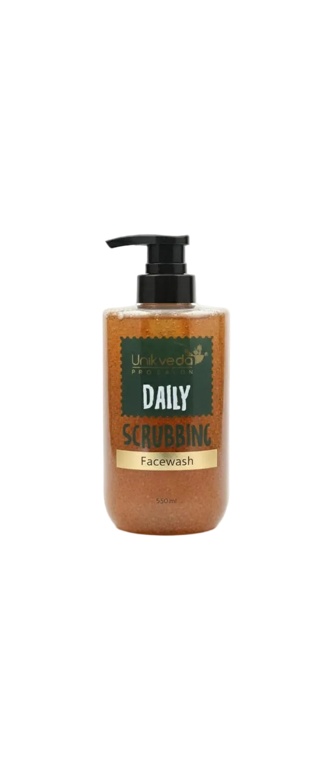 UNIKVEDA Pro Salon Daily Scrubbing Facewash, 550ml, With Pump Dispenser (Skin brightening and Lightening)