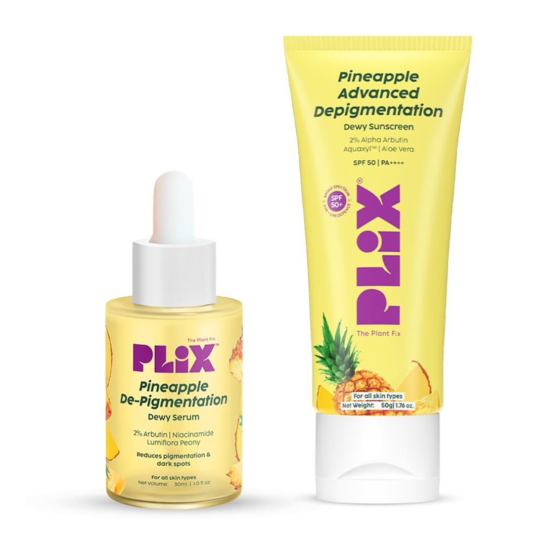 Pineapple Depigmentation Duo for Bright & Even Skin | 2% Alpha Arbutin Serum & Sunscreen with SPF 50 PA++++ | Reduces Pigmentation & Dark Spots | For All Skin Types