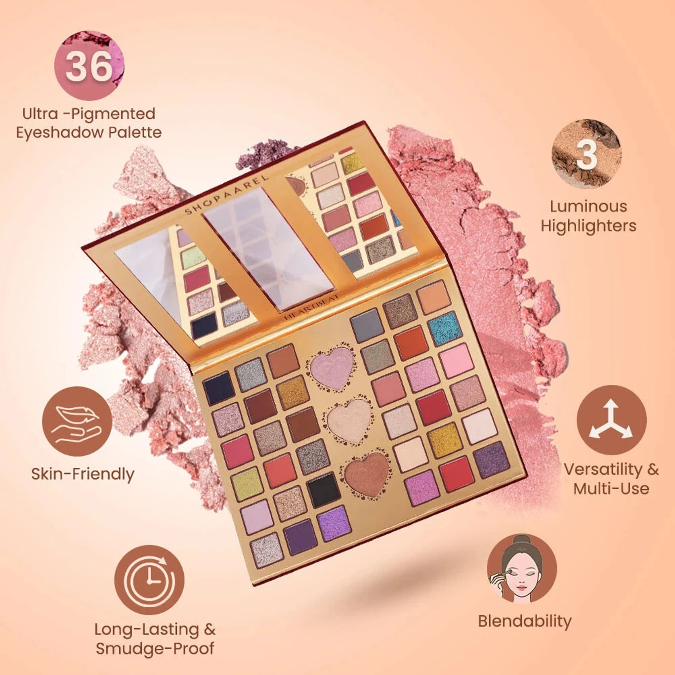 SHOPAAREL Heartbeat Matte Eyeshadow & Highlighter Palette