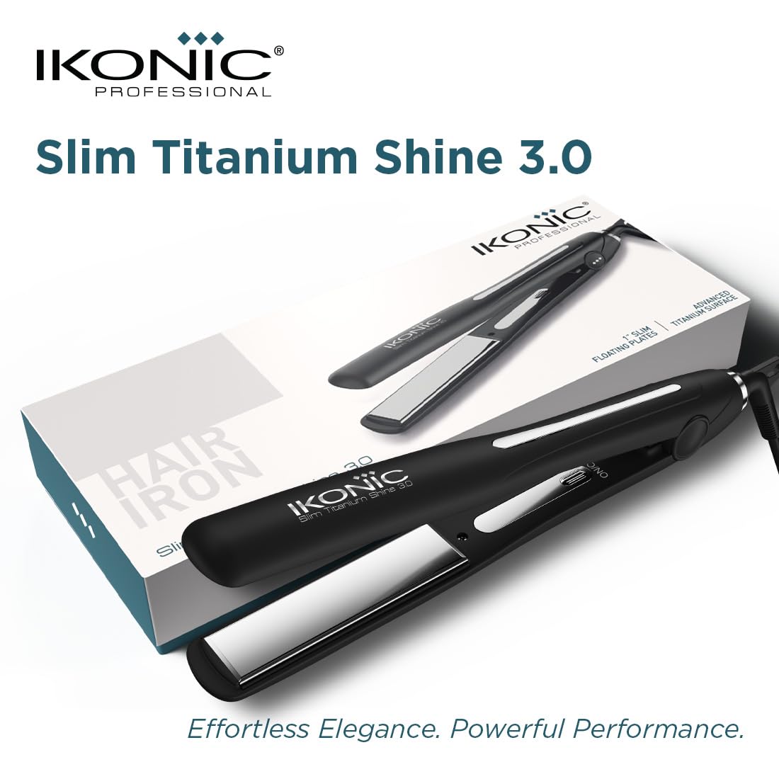 Ikonic Slim Titanium Shine 3.0 Hair Straightener, Black