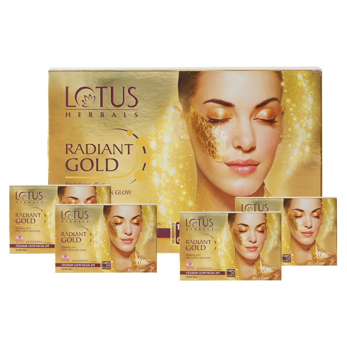 Lotus Herbals Lotus Radiant Gold Facial Kit For Instant Glow With 24K Pure Gold & Papaya