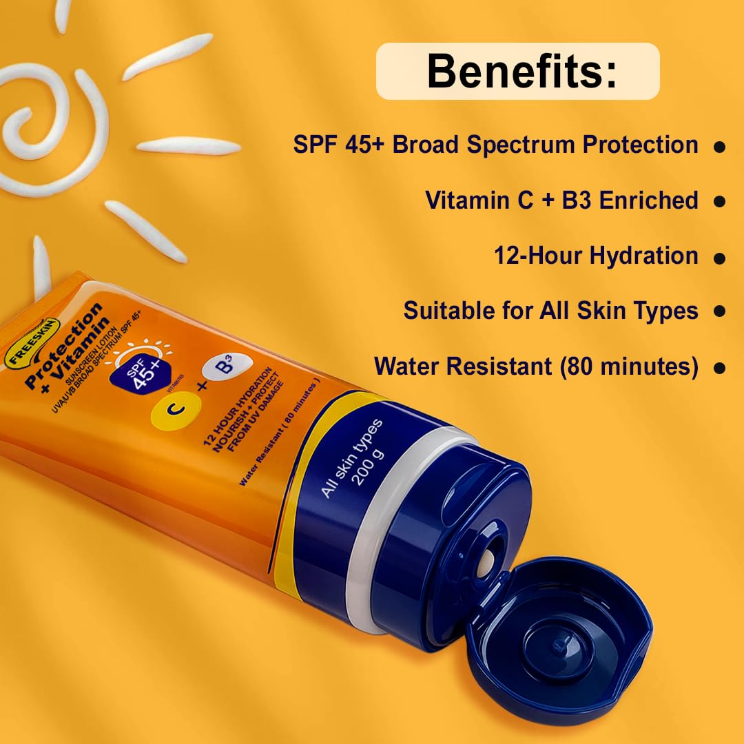 Free Skin Protection + Vitamin Sunscreen Lotion SPF 45+