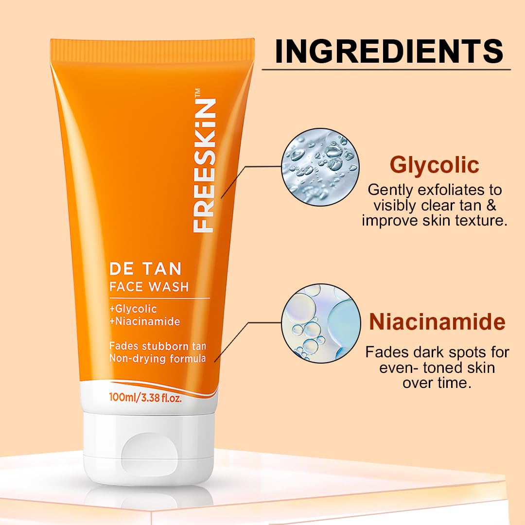 Freeskin De Tan Face Wash with Glycolic & Niacinamide