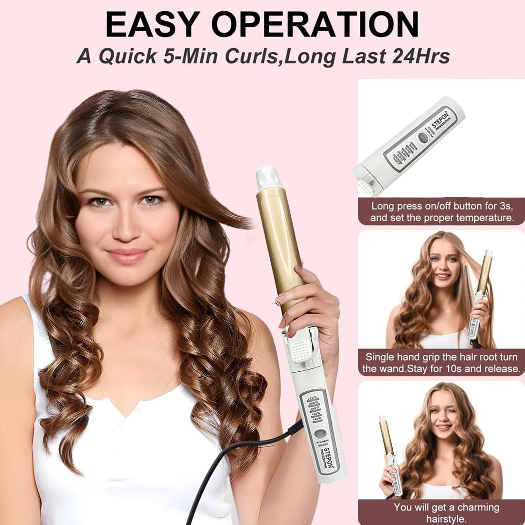 STEPON - Roating Curler || Revolutionary Hair Styling Tool || Innovative Rotating Mechanism || Versatile Styling Options