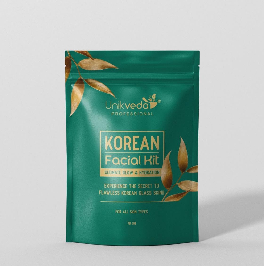 UNIKVEDA Professional Korean Facial Kit for All Skin Types, Ultimate Glow and Hydration Glass Skin Treatment, 70g (8 step Flawless Korean Glass Skin)