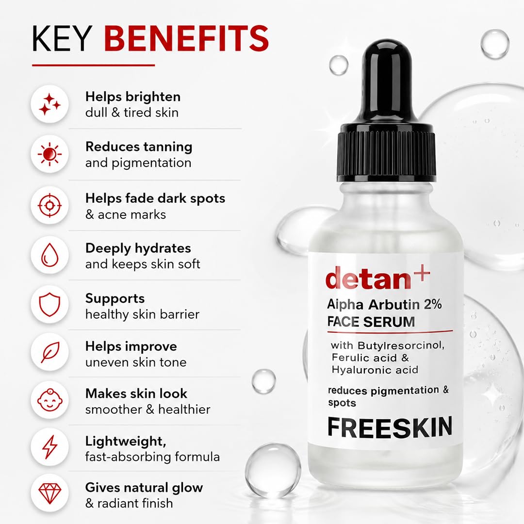 Free Skin De-Tan Face Serum with 2% Alpha Arbutin