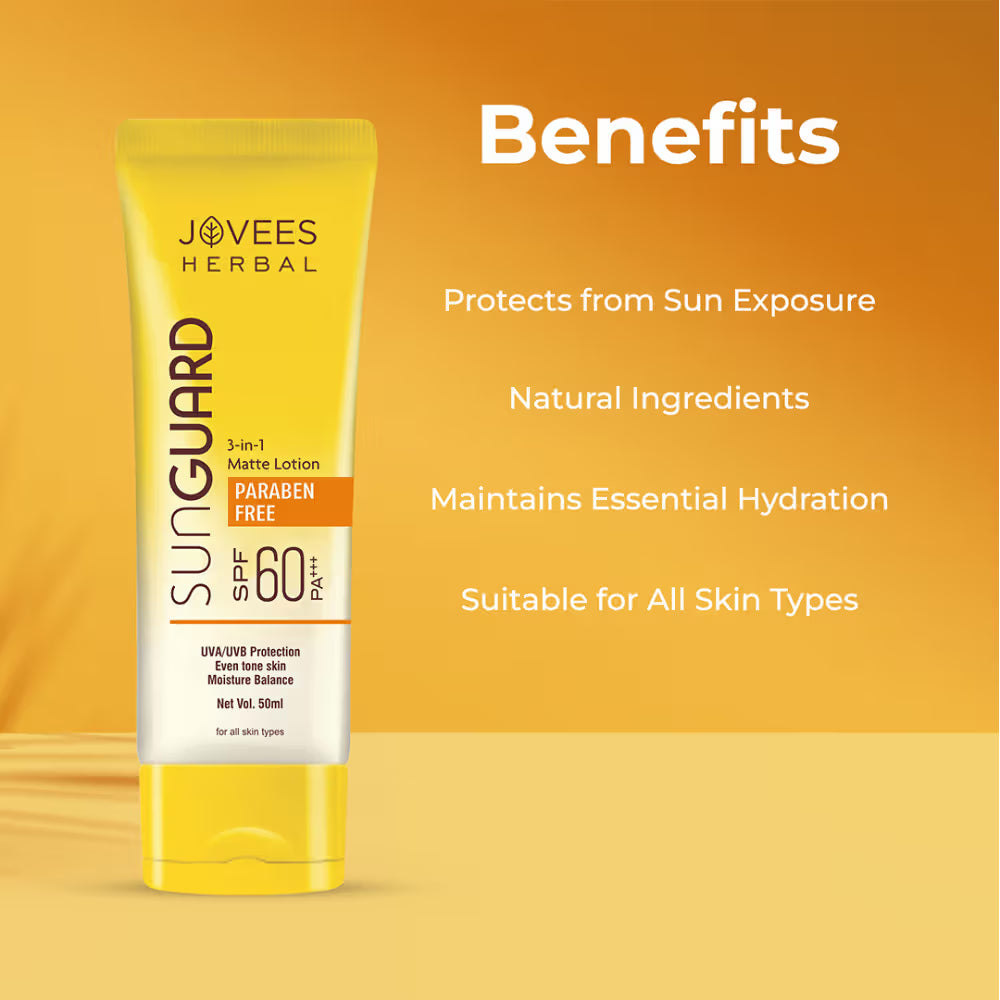 Jovees Herbal Sun Guard Lotion SPF 60 PA+++ 3 In 1 Matte Lotion