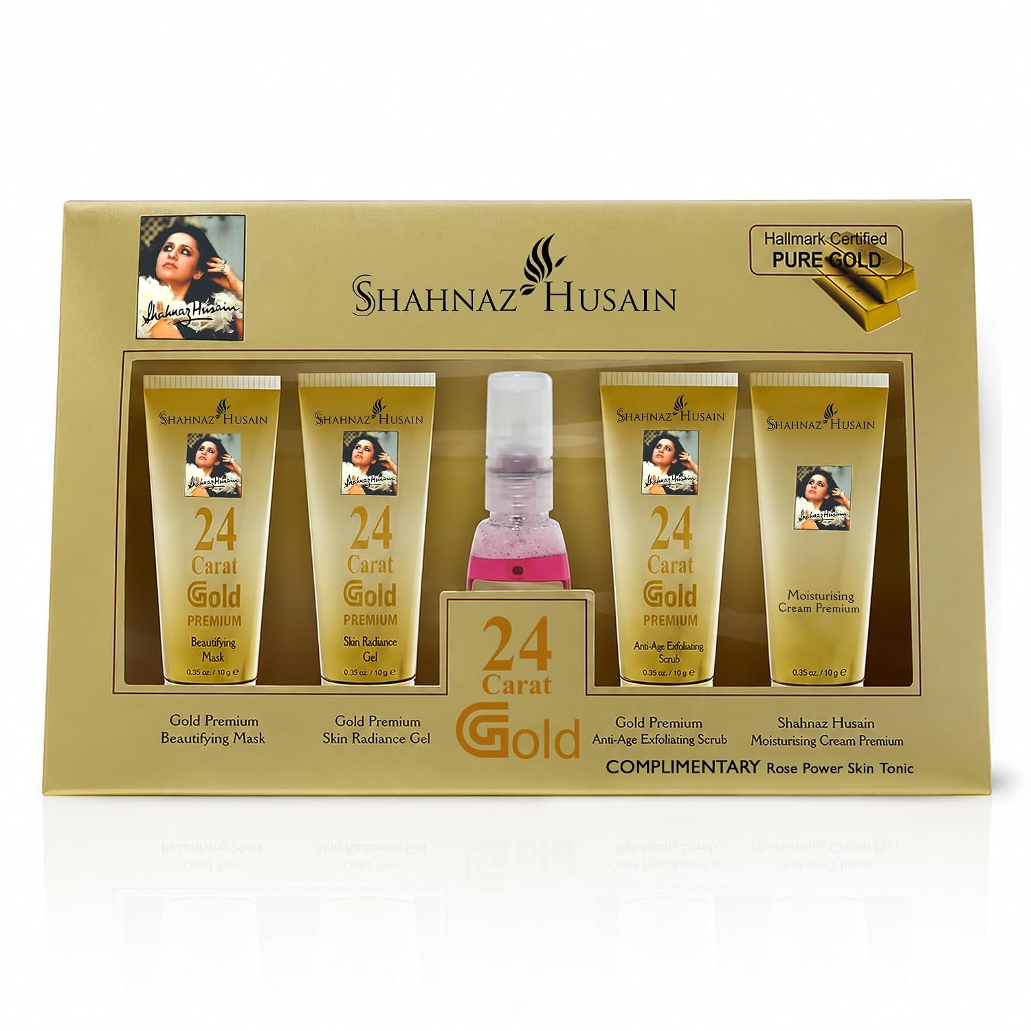 Shahnaz Husain Gold Facial Kit For Instant Glow with 24k Pure Gold | 4 Easy Steps With Complimentary Skin Tonic