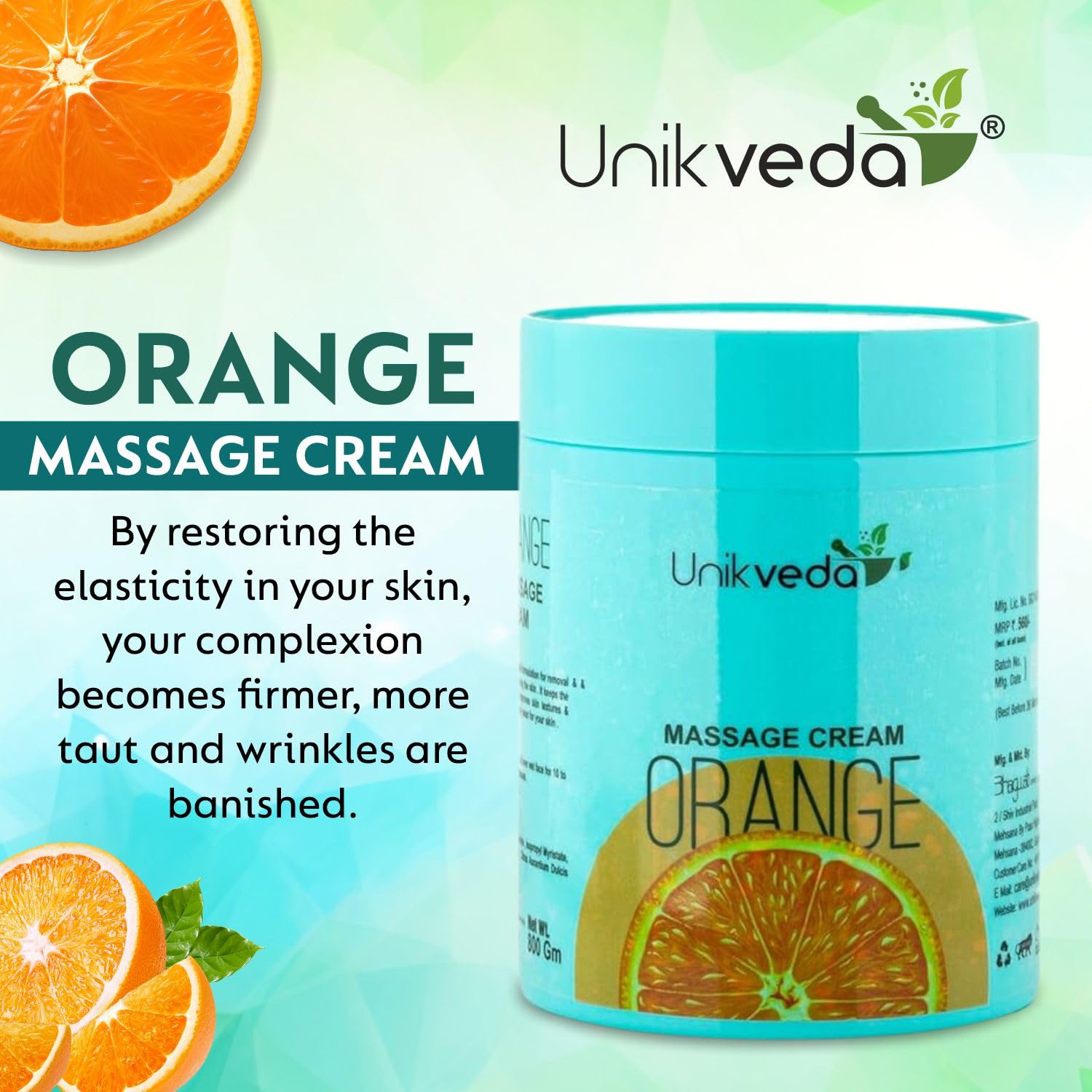 Unik Veda Orange Face Massage Cream Glowing Skin, Help With Pigmentation, Reduce Blemishes, Skin Exfoliate, For Men and Women