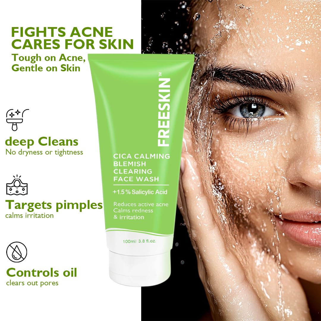Freeskin CICA Calming Blemish Clearing Face Wash with 1.5% Salicylic Acid