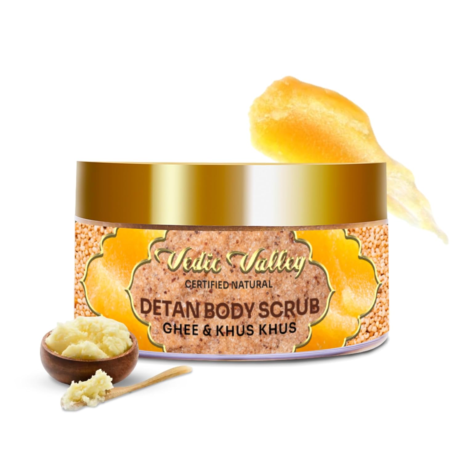 Vedic Valley Ayurvedic Detan Ghee Khus Khus Body Scrub with Saffron