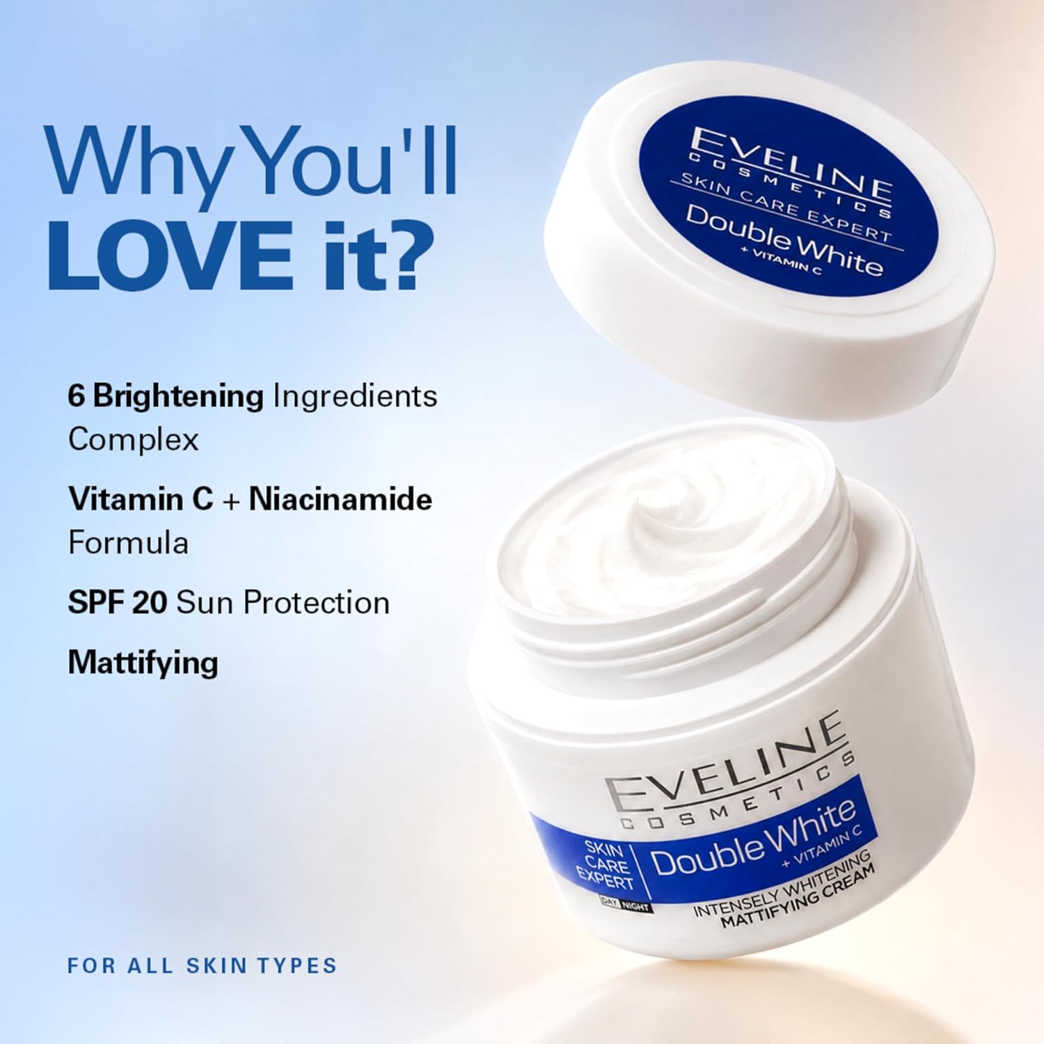 EVELINE COSMETICS 50 ML Skin Care Expert Face Cream with Goodness of Vitamin C for Lighten Pigmentation & Dark Spots, Paraben & Cruelty-free Face Cream for All Skin Type