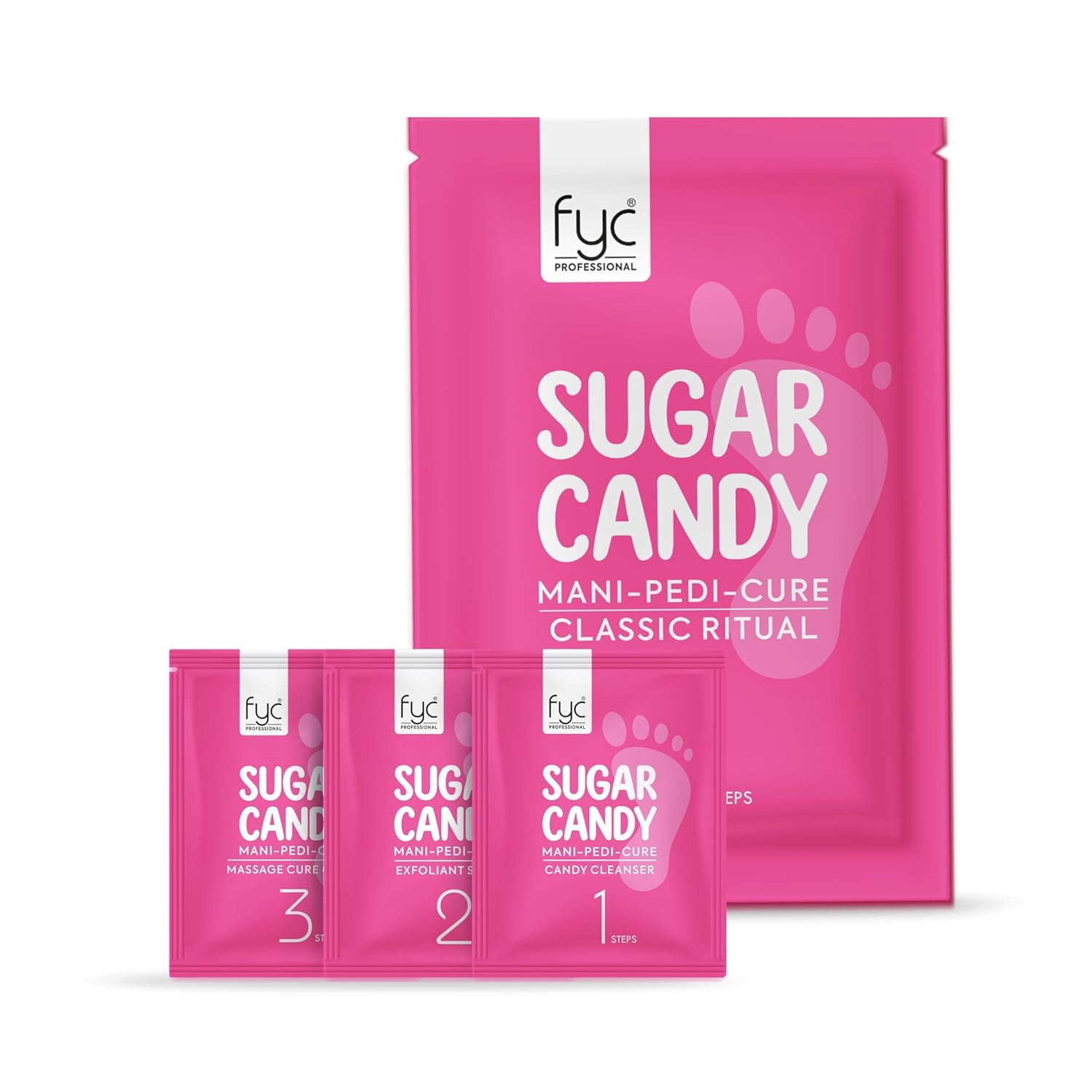FYC Professional Sugar Candy Mani-Pedicure Kit, 3-Step Brightening & Tan Removal Treatment, with Sucrose Honey & Glucose, Exfoliating & Moisturising Hand & Foot Care