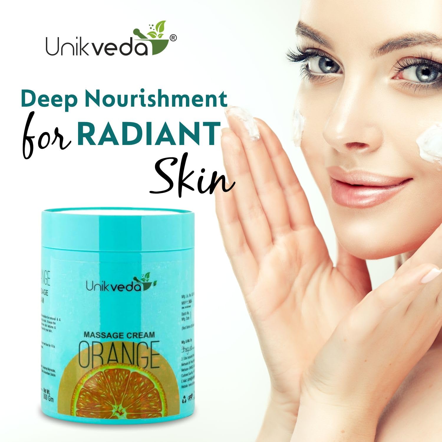 Unik Veda Orange Face Massage Cream Glowing Skin, Help With Pigmentation, Reduce Blemishes, Skin Exfoliate, For Men and Women