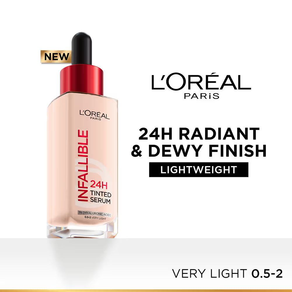 L’Oreal Paris Infallible 24H Tinted Serum Foundation, Lightweight, Dewy & Radiant