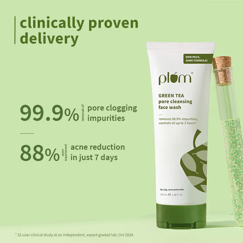 Plum Green Tea Pore Cleansing Gel Face Wash With Glycolic Acid - Fights Acne & Oil For Clear Skin