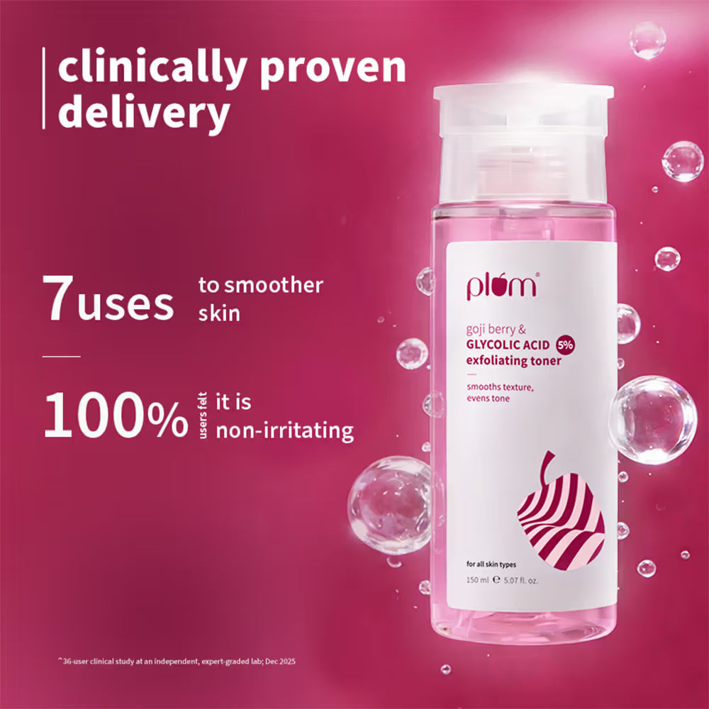 Plum 5% Glycolic Acid & Goji Berry Exfoliating Toner for textured skin