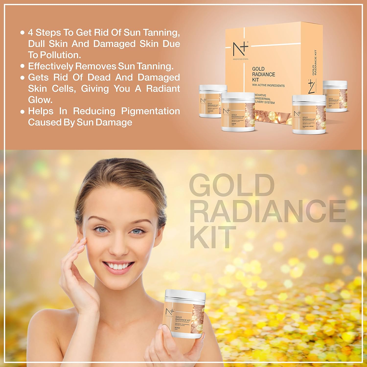 N PLUS Professional Gold Radiance Facial Kit For Man & Woman, 400G.