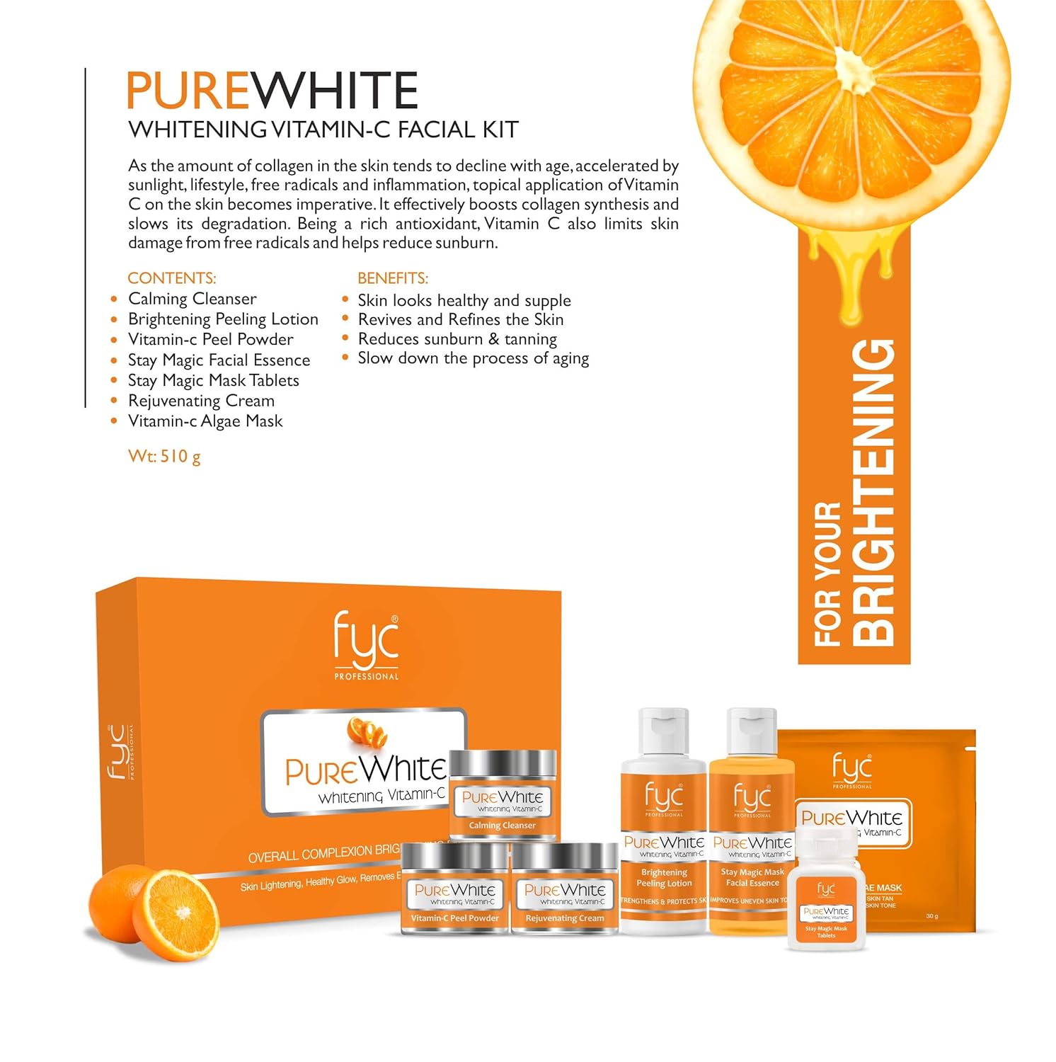 PURE WHITE WHITENING VITAMIN-C FACIAL KIT (475gm)
