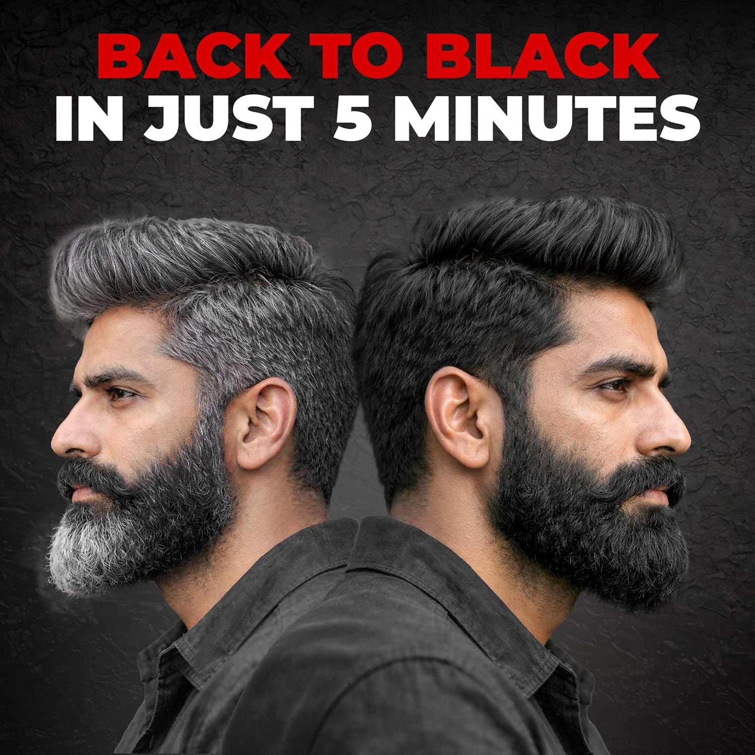 BEARDO Beard & Hair Shampoo Color | Natural Black | 100% Grey Coverage | 5 Minute Hair Colour | Ammonia Free | With Natural Actives | No Stain Beard Colour