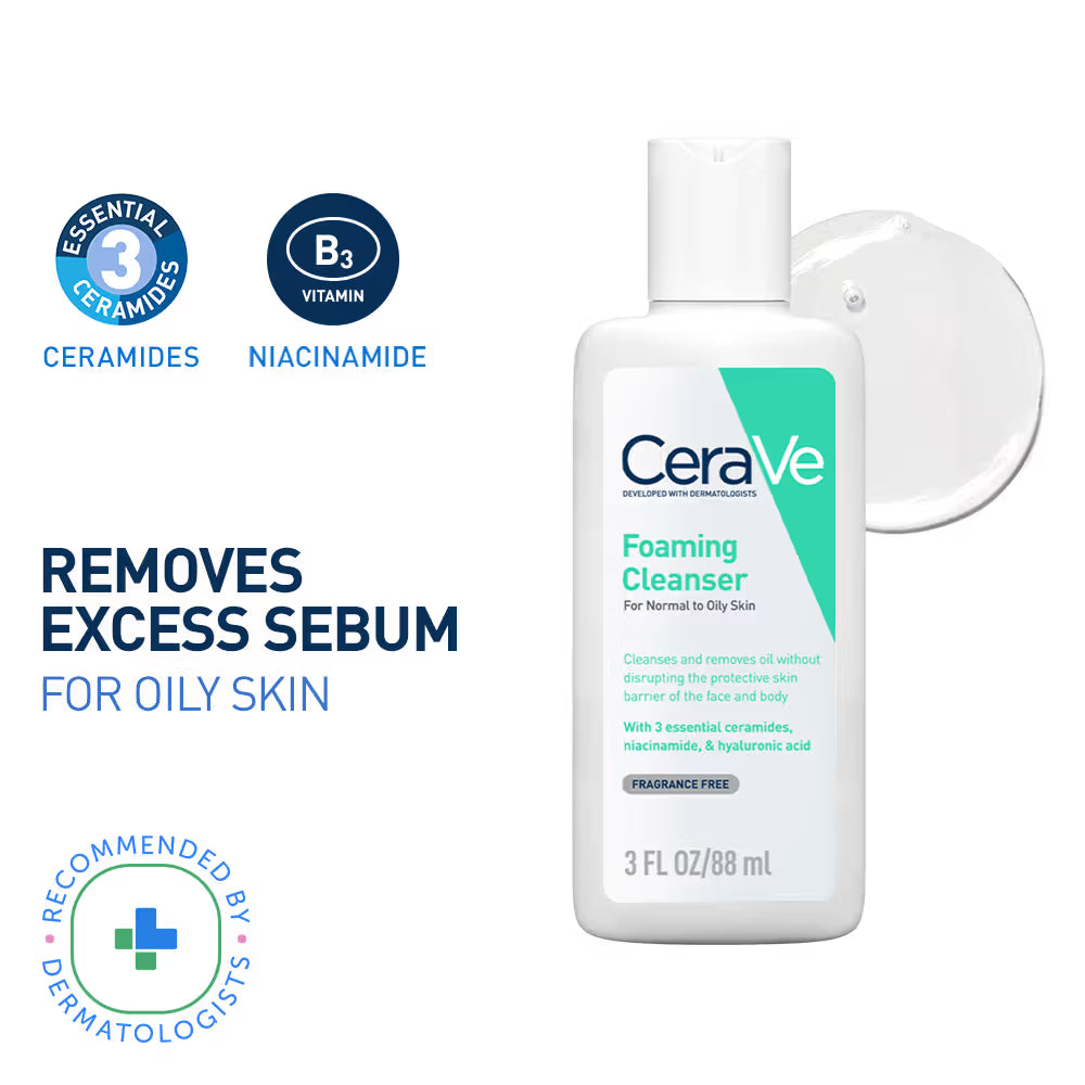 CeraVe Foaming Cleanser Face Wash For Oily Skin with Hyaluronic Acid