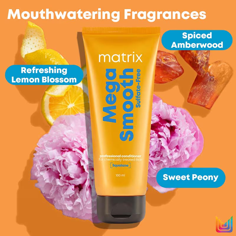 Matrix Mega Smooth Sulfate Free Anti-Frizz Conditioner with Squalene- for smooth hair & bond repair