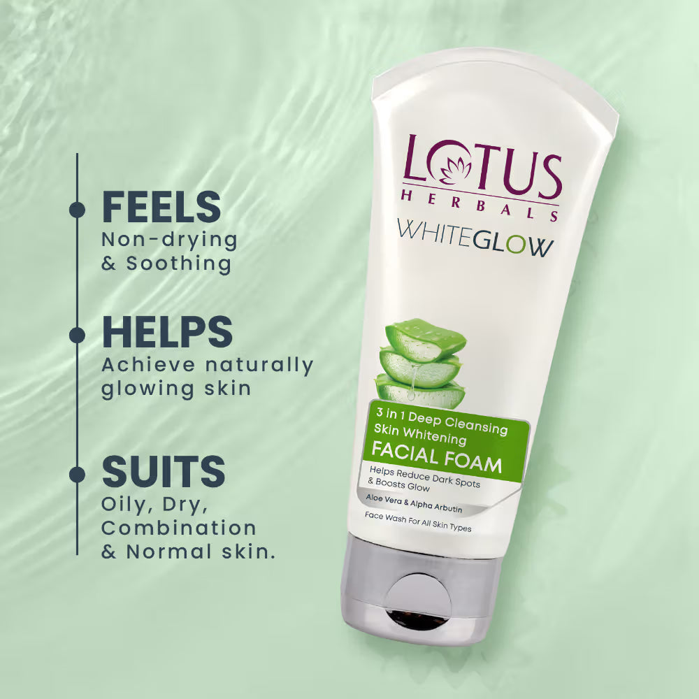 Lotus Herbals WhiteGlow 3 In 1 Deep Cleansing Facial Foam,