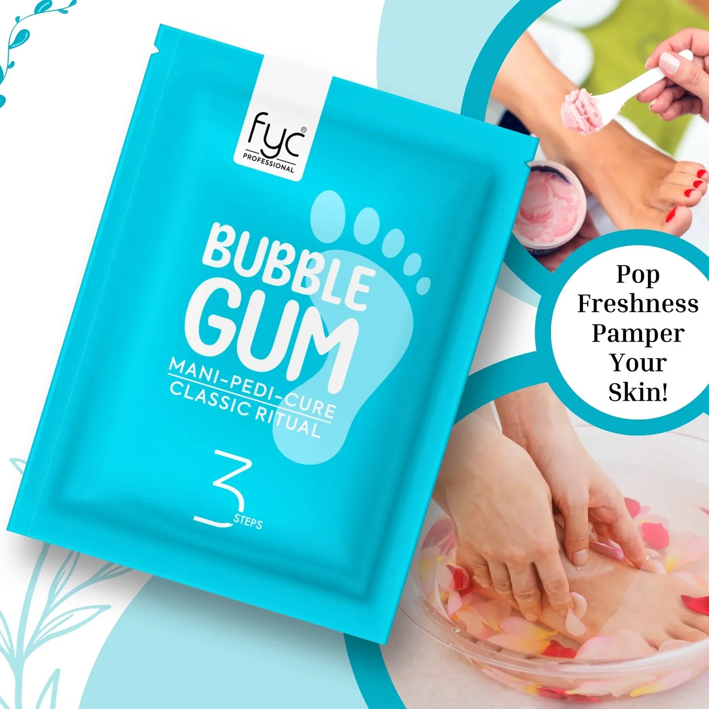 Fyc Professional Bubble Gum 3 Step Manicure & Pedicure Kit