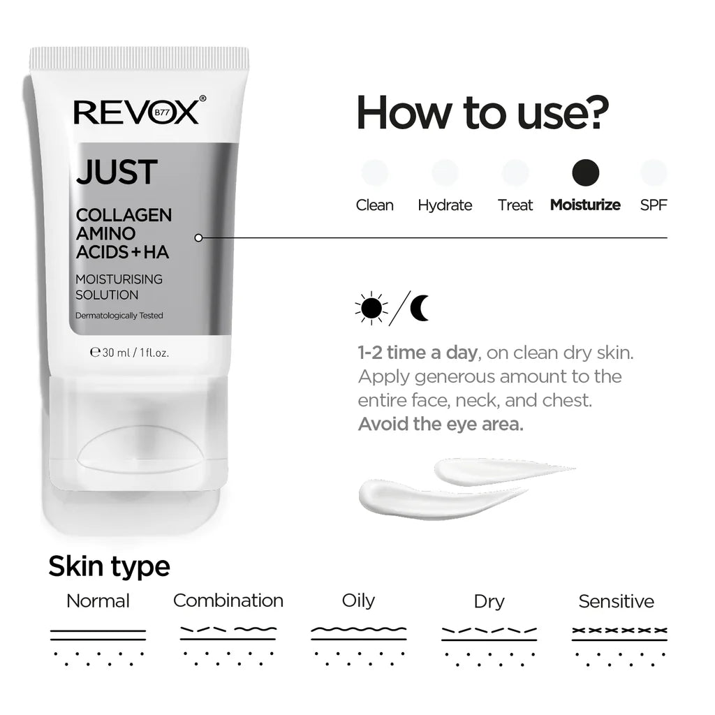REVOX Collagen Amino Acids + HA A moisturising solution for face and neck.
