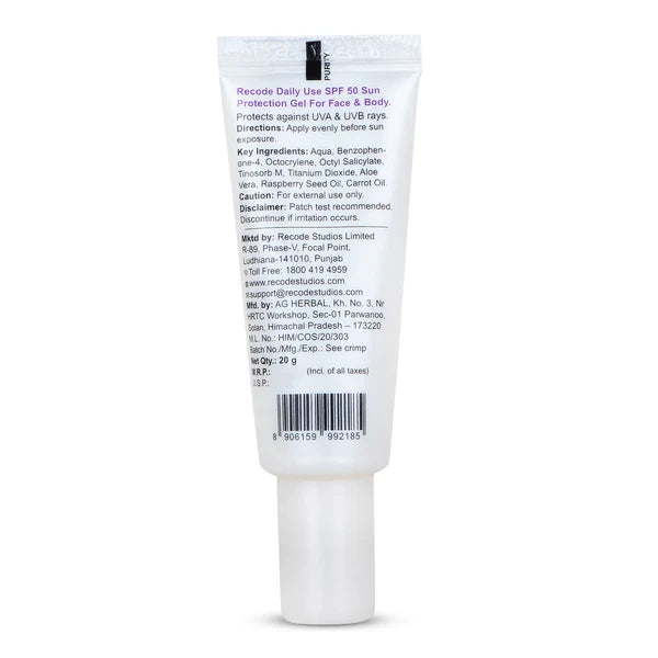 Recode 20 G Spf 50++ Sun screen Protection Gel -Trial Pack