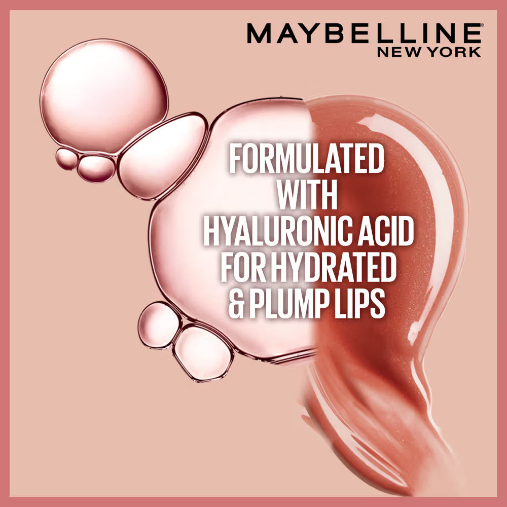 Maybelline New York Lifter Gloss - Bubblegum, Tinted Lip Gloss With Hyaluronic Acid & Long-lasting