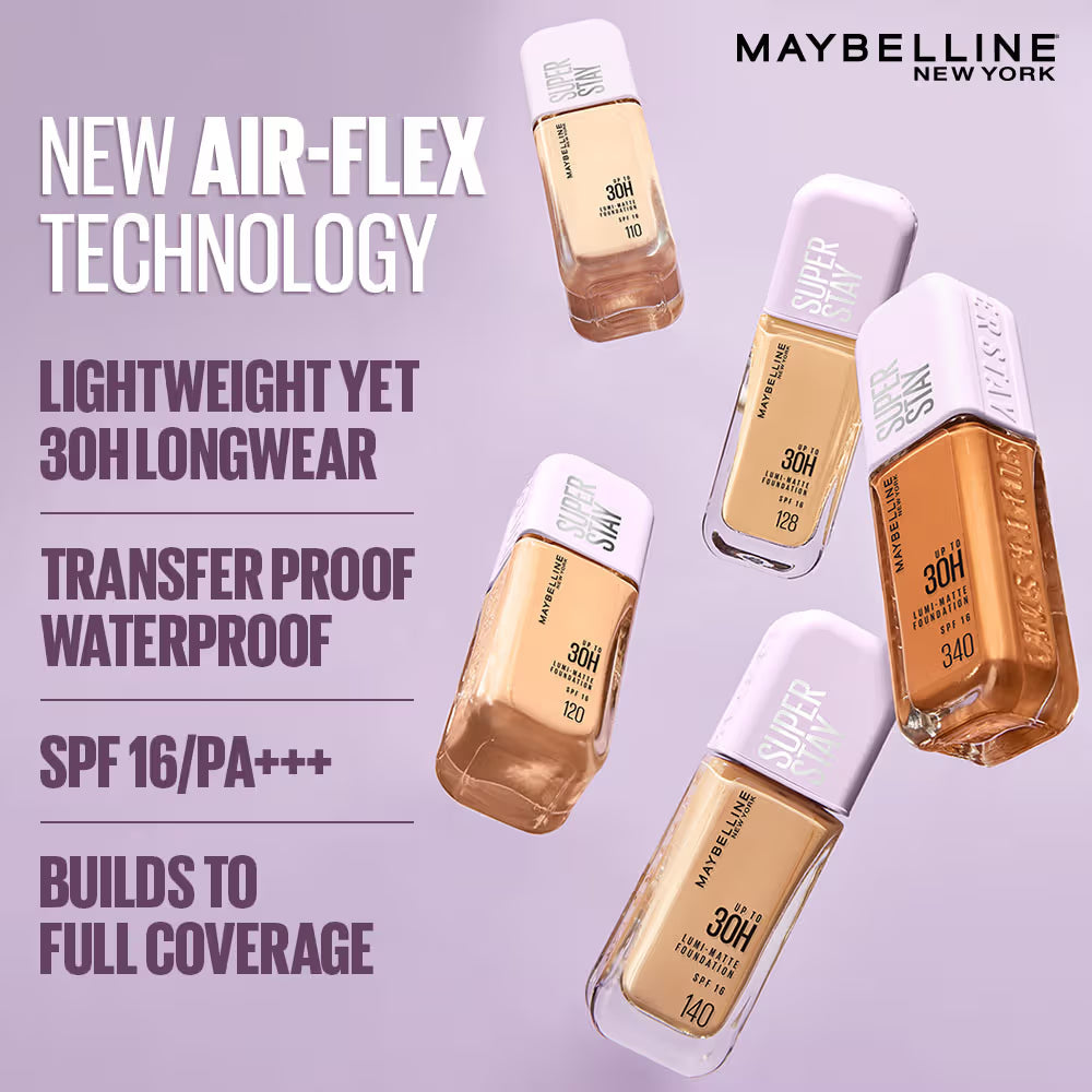 Demo Maybelline New York Super Stay Lumi-Matte Liquid Foundation -  30H Wear, Transfer Proof