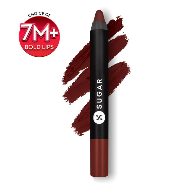 SUGAR Matte As Hell Crayon Lipstick With Free Sharpener,Lasts Up To 8+ Hours