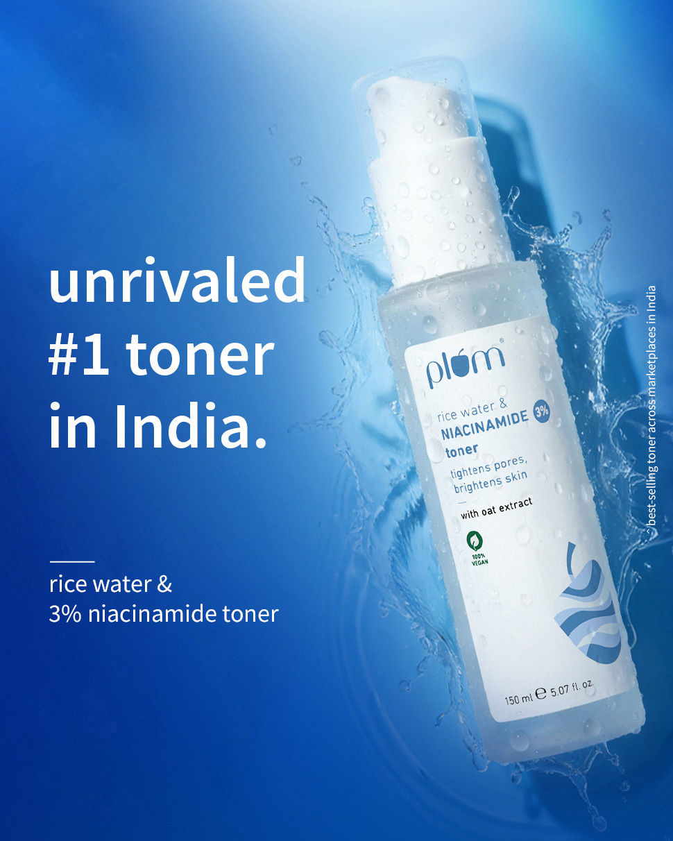 Plum 3% Niacinamide Toner With Rice Water, For Pores & Blemishes, Normal To Oily Skin Type