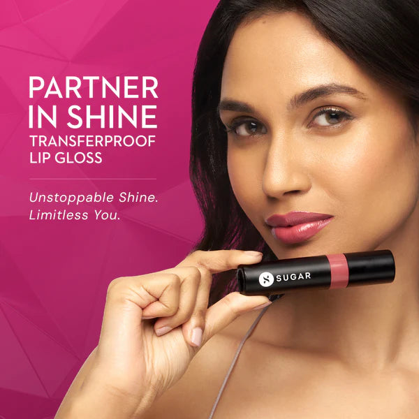 SUGAR Partner In Shine Transferproof Glossy Lipstick | Lasts upto 24hrs