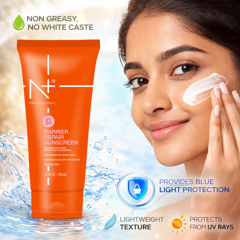 N PLUS SPF 50 Barrier Repair Sunscreen Cream | Shea Butter & 5 Ceramides
