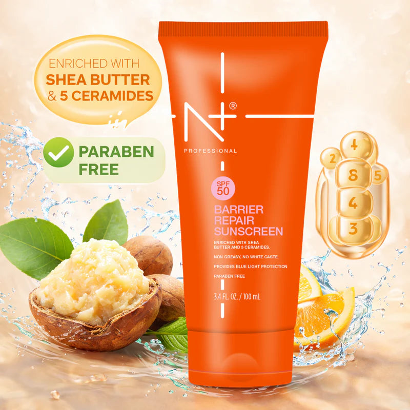 N PLUS SPF 50 Barrier Repair Sunscreen Cream | Shea Butter & 5 Ceramides