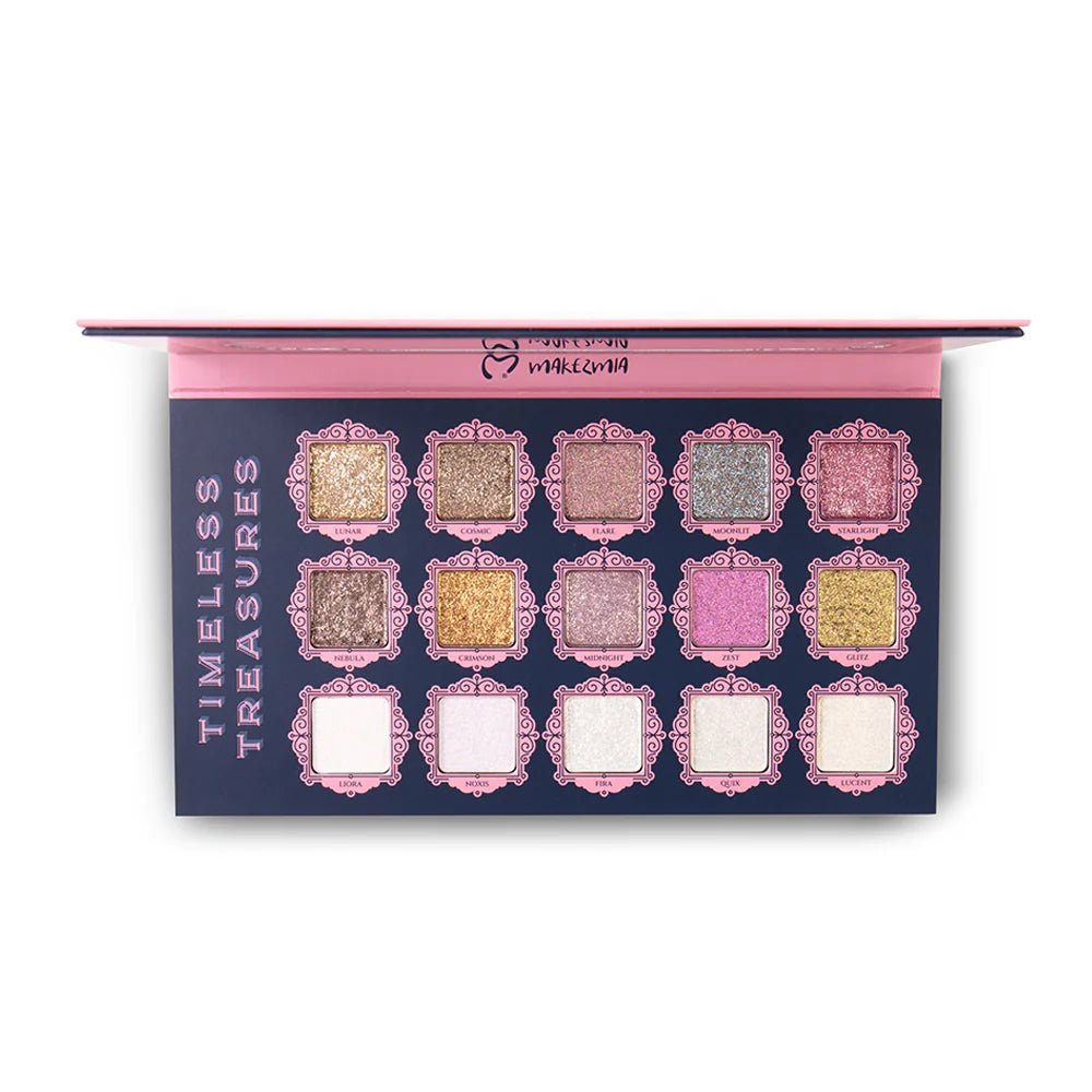 MAKEZMIA 10-Color Shimmer & Glitter Eyeshadow | Includes 5 Holographic Shades